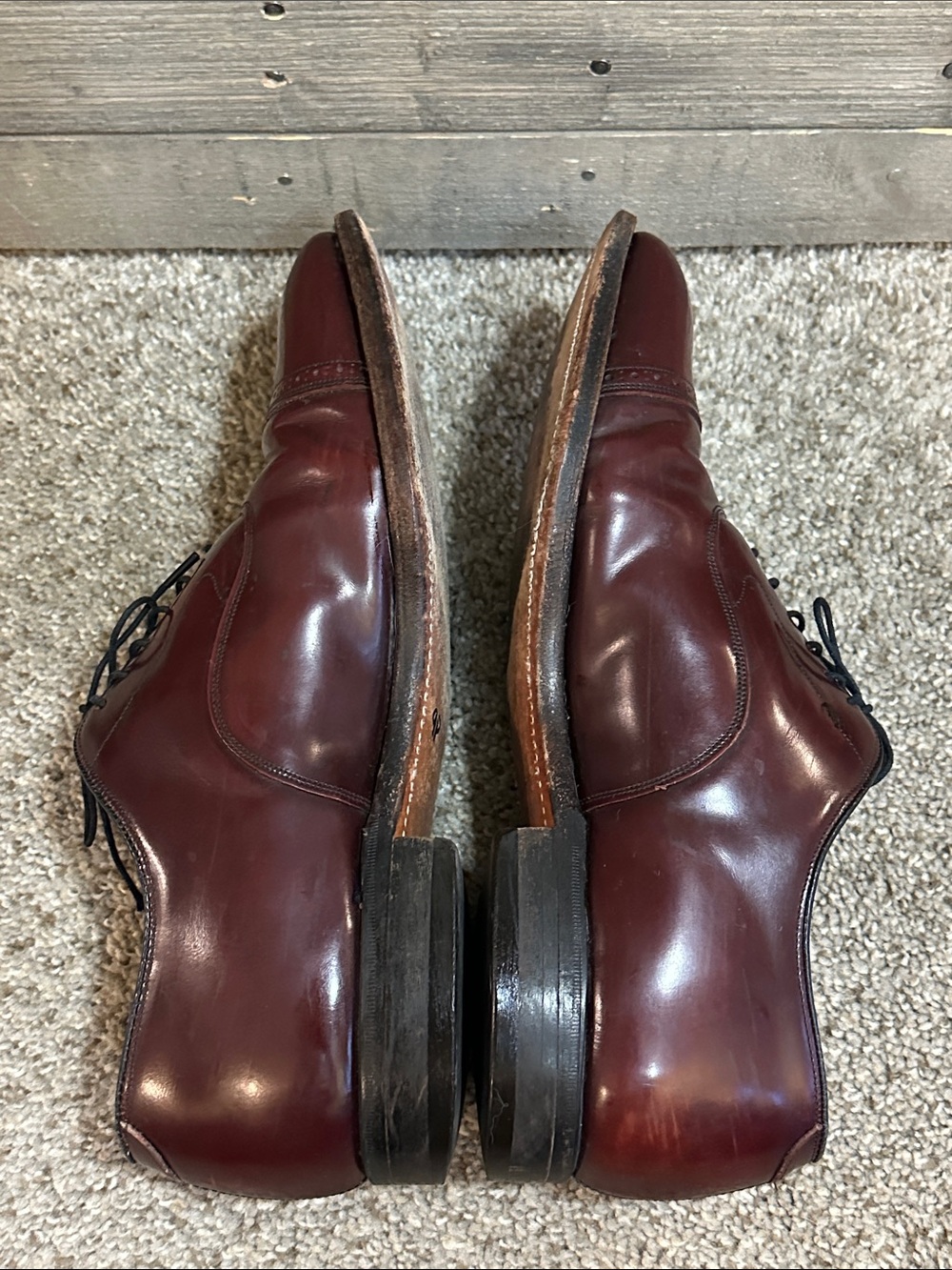 Johnston & Murphy Oxblood Cap Toe Leather Dress Shoes Made in USA Mens Size 10.5 - Picture 4 of 11